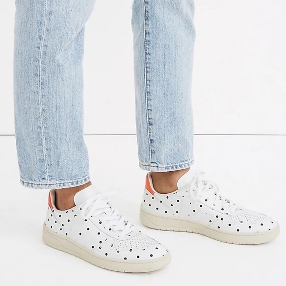 Madewell Veja V-10 Sneakers Leather Polka Dot Size 6